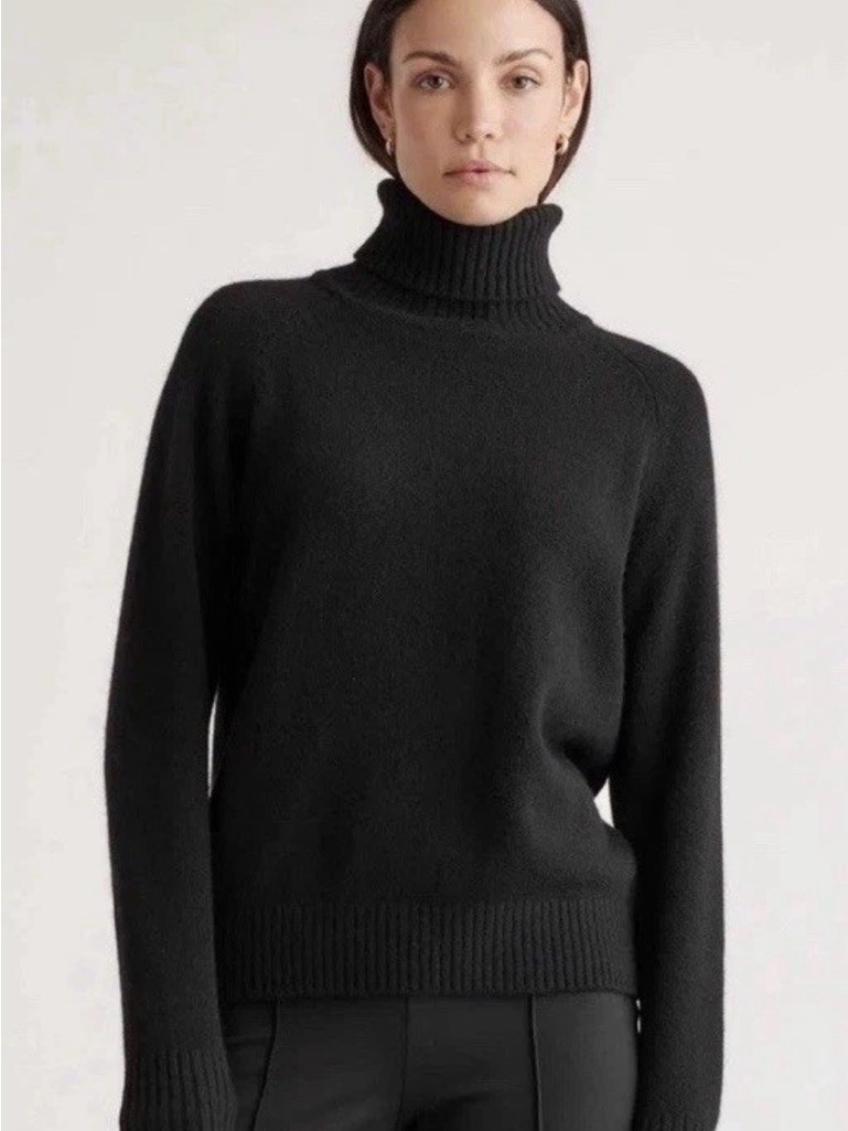 Quince Womanâs 100% Yak Wool Turtleneck Sweater Black Top S. Euc